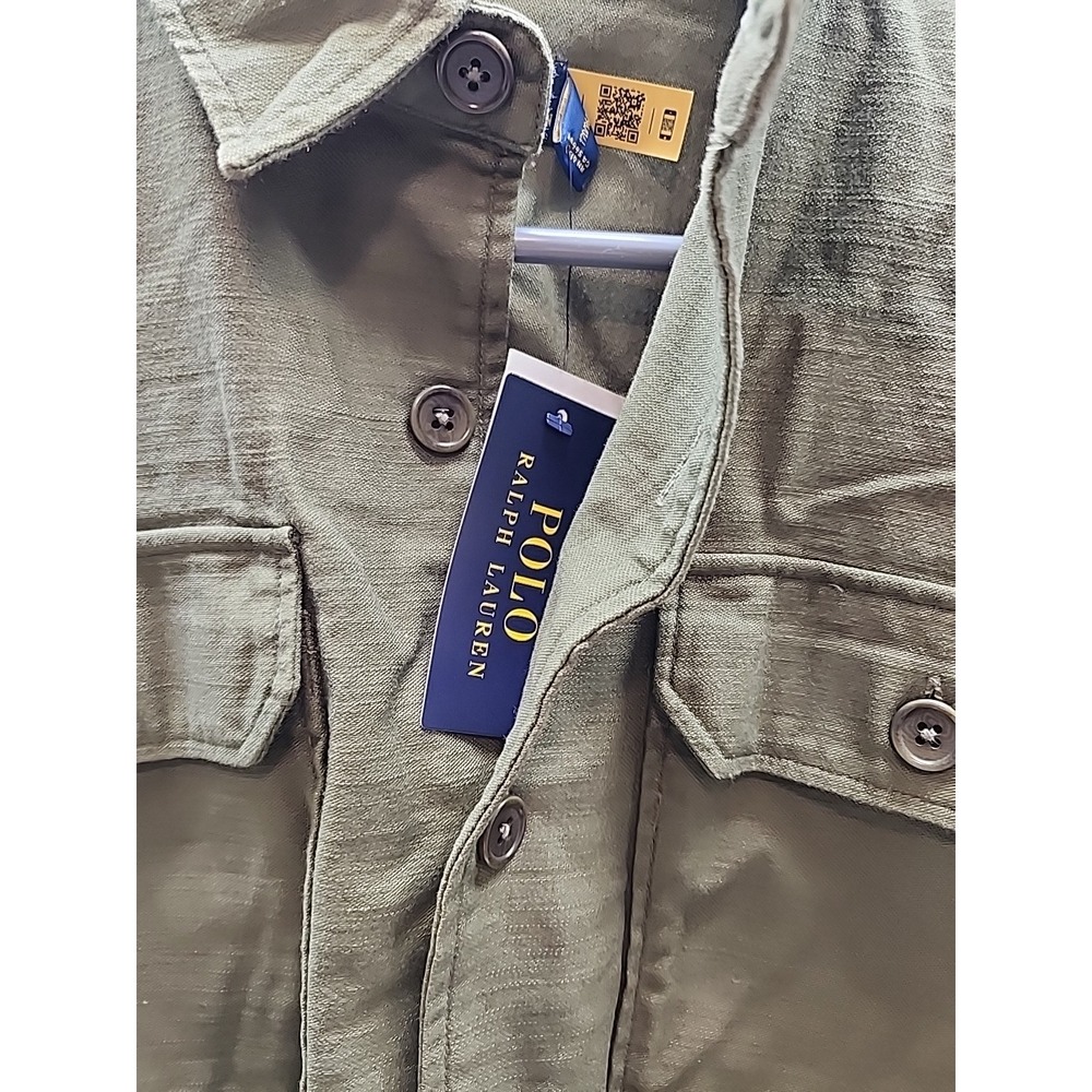 POLO‎ RALPH LAUREN Belted Cotton Shirt jacket Olive Green Sz 08 NWT - Picture 6 of 8